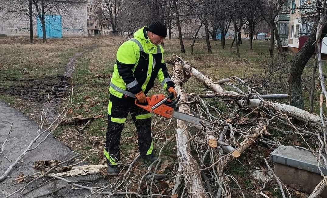 У Краматорську прибирають повалені дерева внаслідок негоди