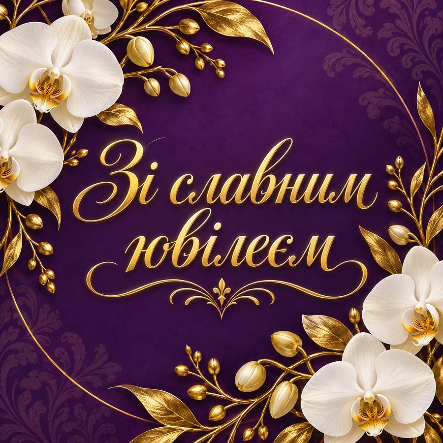 Зі славним ювілеєм - листівка з привітанням з ювілеєм