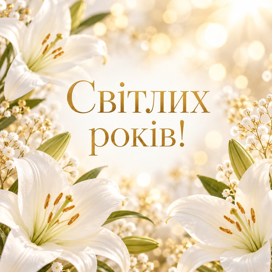 Світлих років! - листівка з привітанням з ювілеєм