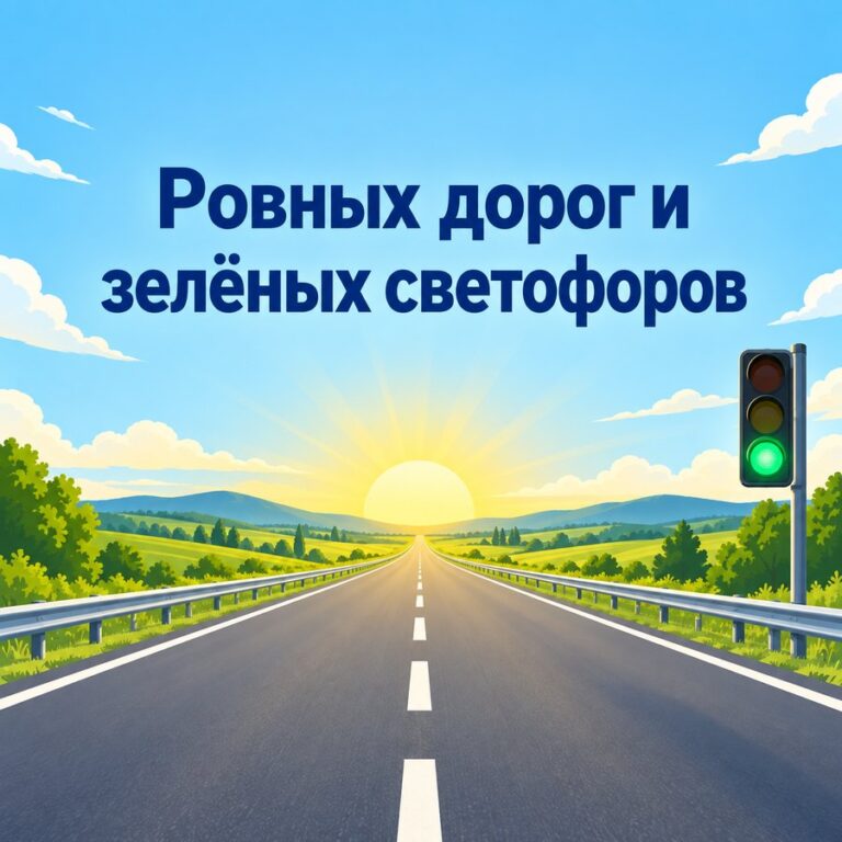 Ровных дорог и зелёных светофоров - открытка с поздравлением с Днём автомобилиста