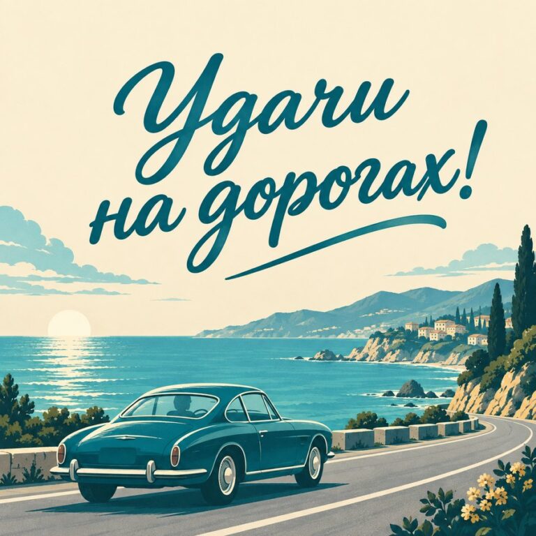 Удачи на дорогах! - открытка с поздравлением с Днём автомобилиста
