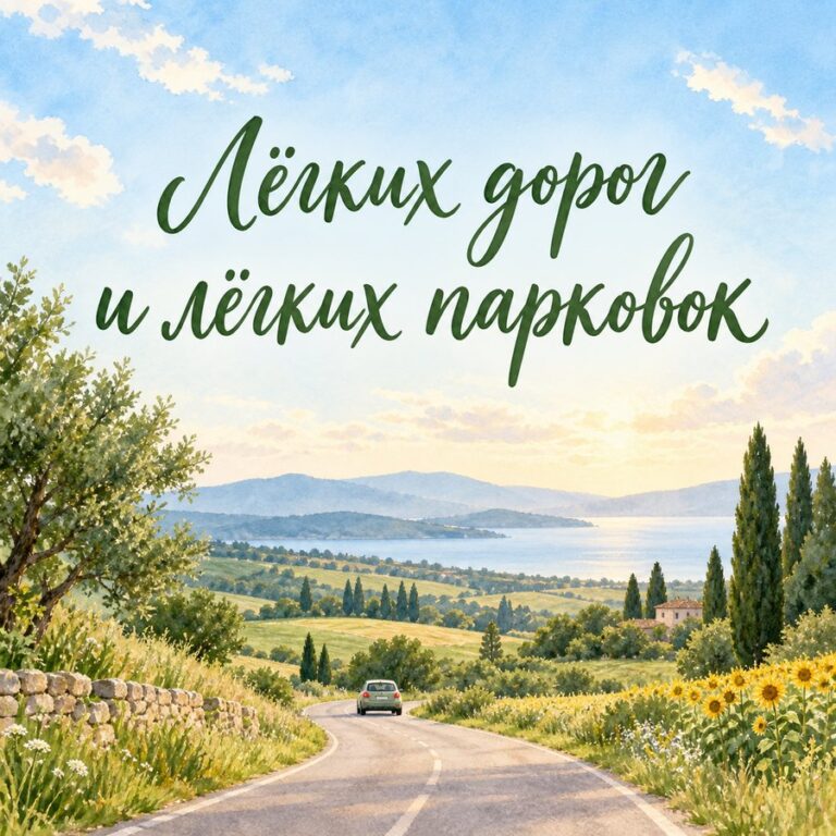 Лёгких дорог и лёгких парковок - открытка с поздравлением с Днём автомобилиста