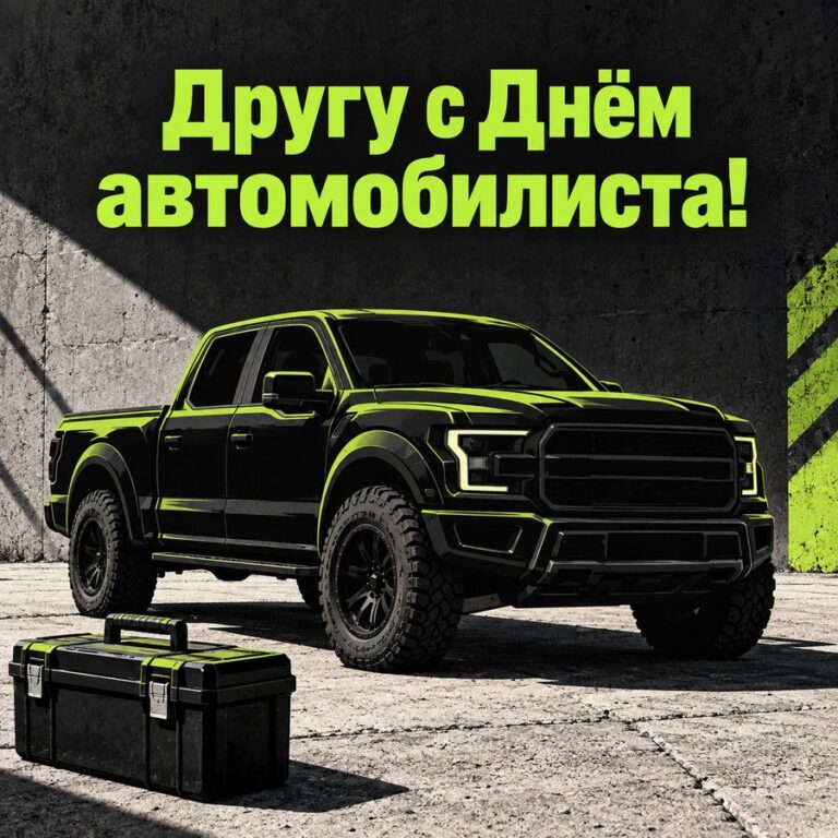 Другу с Днём автомобилиста! - открытка с поздравлением с Днём автомобилиста