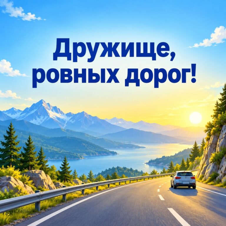 Дружище, ровных дорог! - открытка с поздравлением с Днём автомобилиста