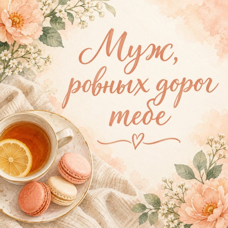 Муж, ровных дорог тебе - открытка с поздравлением с Днём автомобилиста