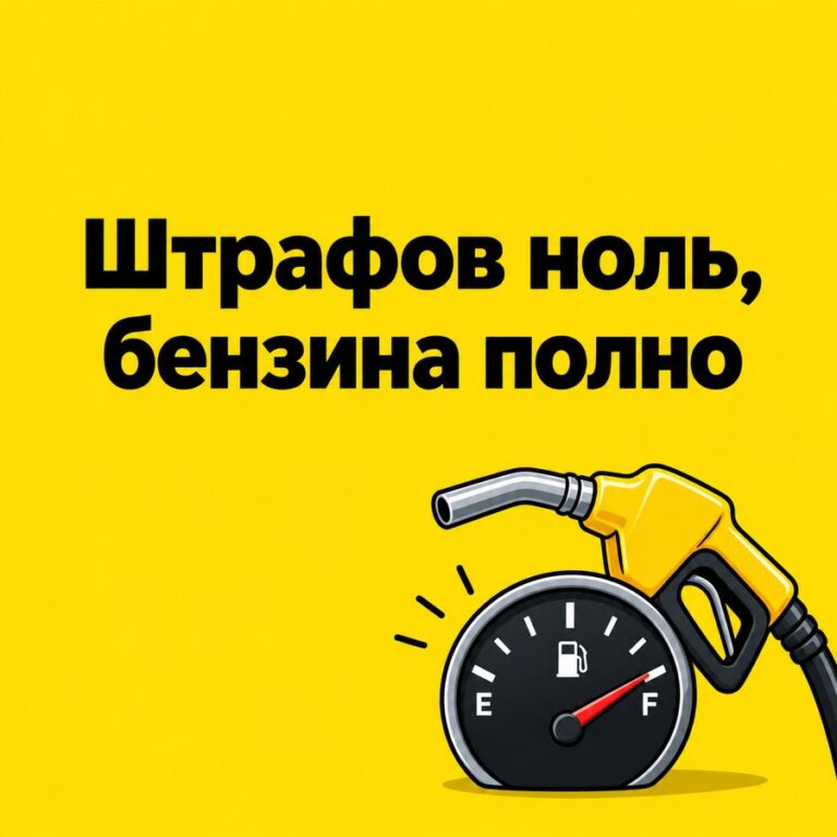 Штрафов ноль, бензина полно - открытка с поздравлением с Днём автомобилиста