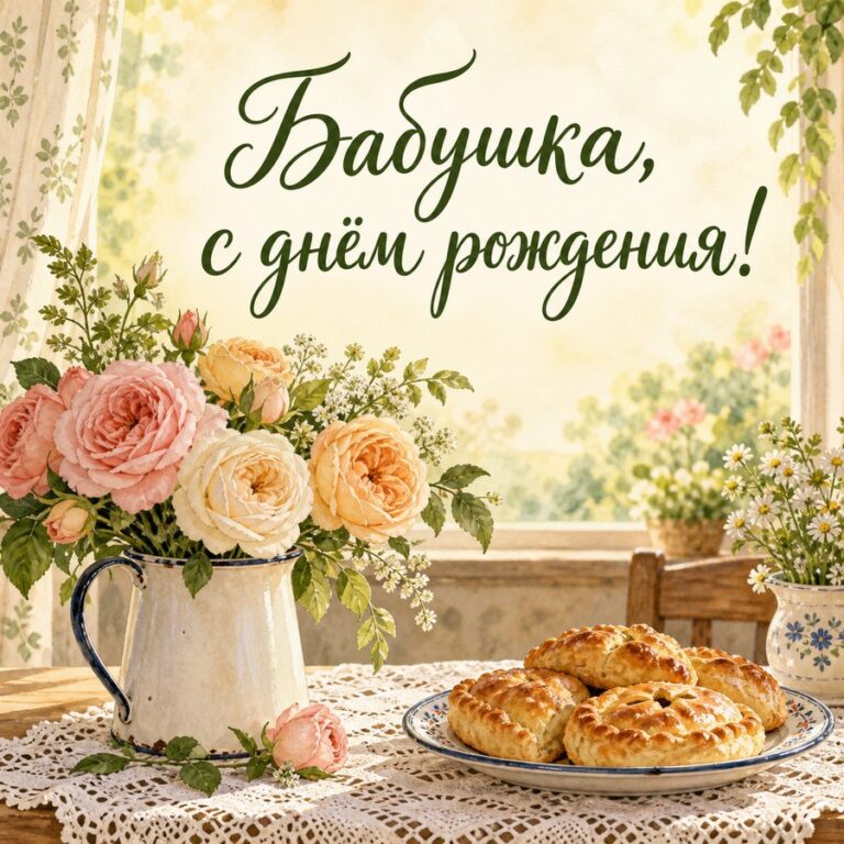 Бабушка, с днём рождения! - открытка с поздравлением бабушке