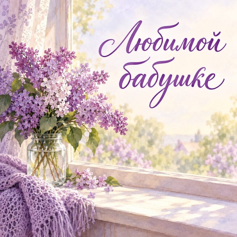 Любимой бабушке - открытка с поздравлением бабушке