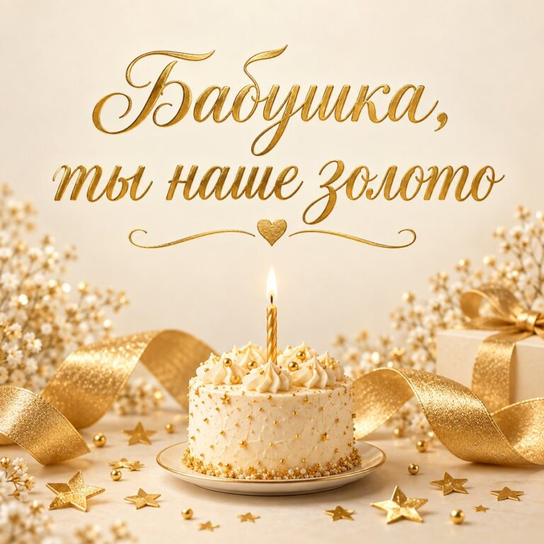 Бабушка, ты наше золото - открытка с поздравлением бабушке
