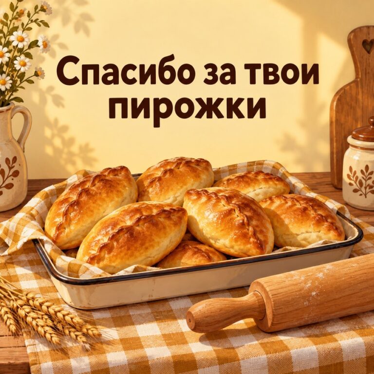 Спасибо за твои пирожки - открытка с поздравлением бабушке