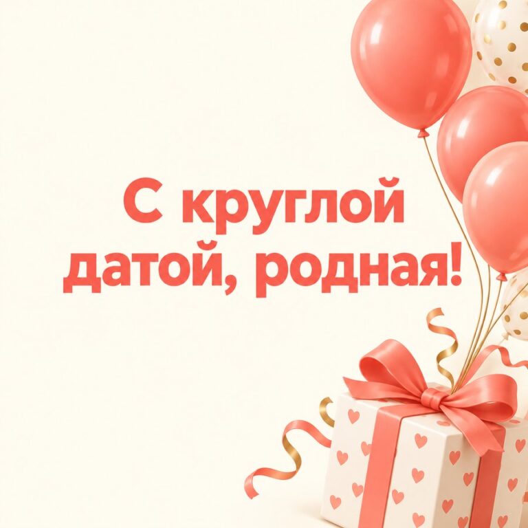 С круглой датой, родная! - открытка с поздравлением бабушке