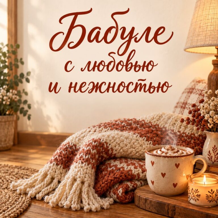 Бабуле с любовью и нежностью - открытка с поздравлением бабушке