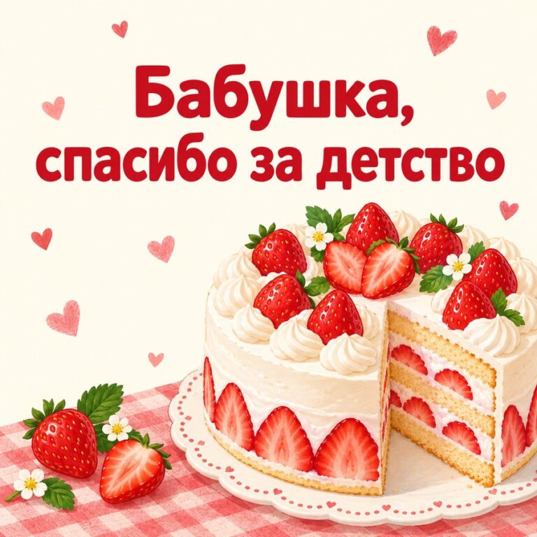 Бабушка, спасибо за детство - открытка с поздравлением бабушке