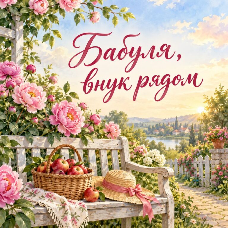 Бабуля, внук рядом - открытка с поздравлением бабушке