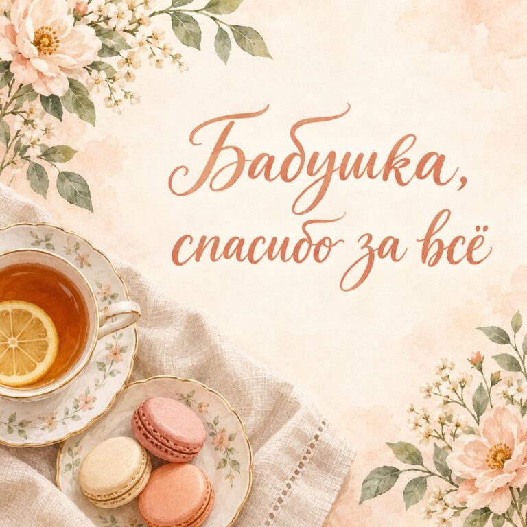 Бабушка, спасибо за всё - открытка с поздравлением бабушке