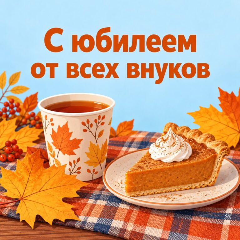 С юбилеем от всех внуков - открытка с поздравлением бабушке