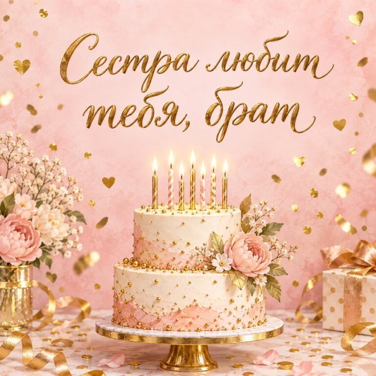 Сестра любит тебя, брат - открытка с поздравлением брату