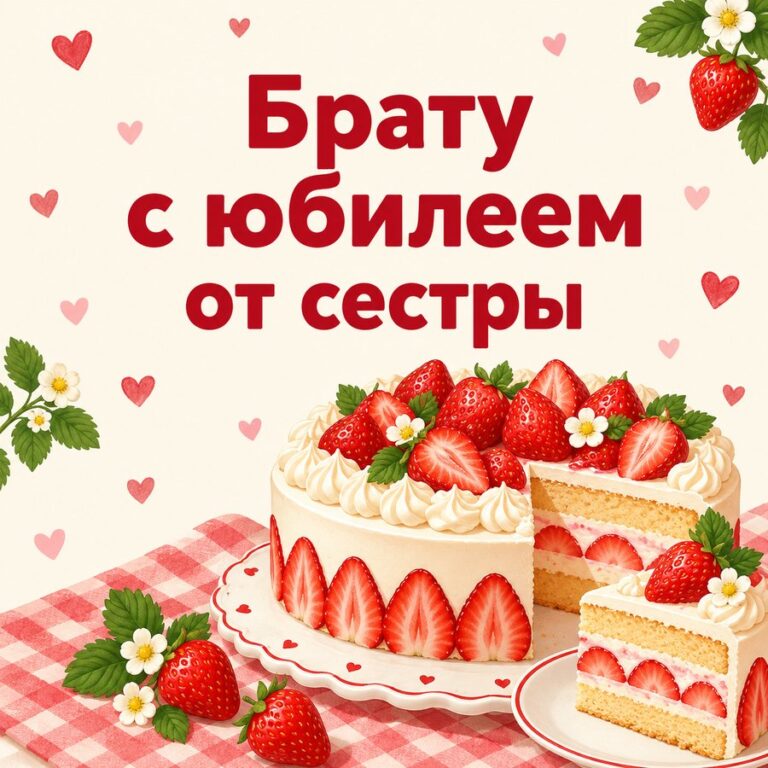 Брату с юбилеем от сестры - открытка с поздравлением брату