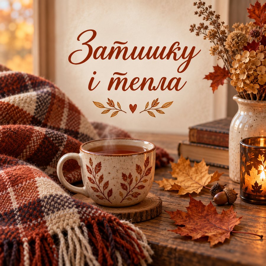 Затишку і тепла - листівка з привітанням гарного дня