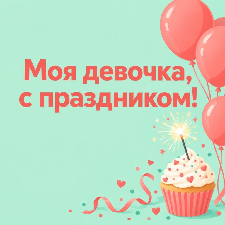 Моя девочка, с праздником! - открытка с поздравлением девушке