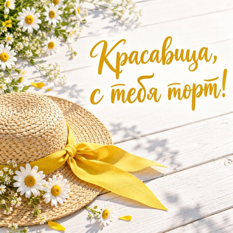 Красавица, с тебя торт! - открытка с поздравлением девушке