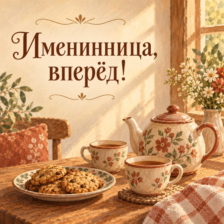 Именинница, вперёд! - открытка с поздравлением девушке