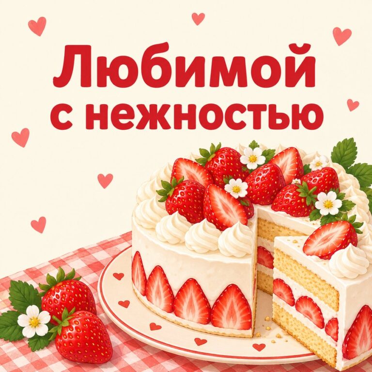 Любимой с нежностью - открытка с поздравлением девушке