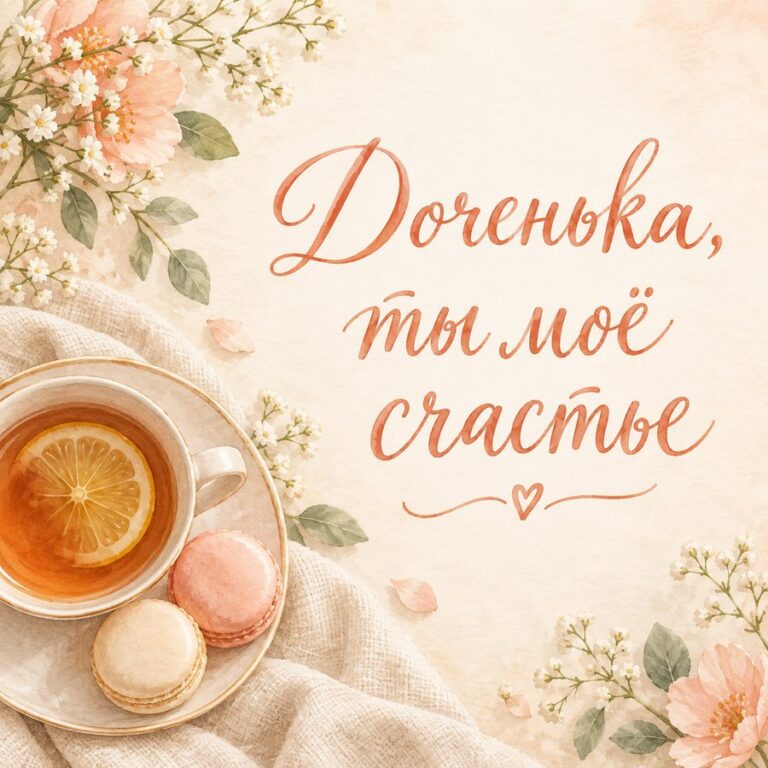 Доченька, ты моё счастье - открытка с поздравлением взрослой дочери