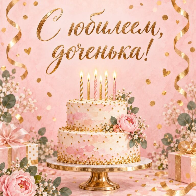 С юбилеем, доченька! - открытка с поздравлением взрослой дочери