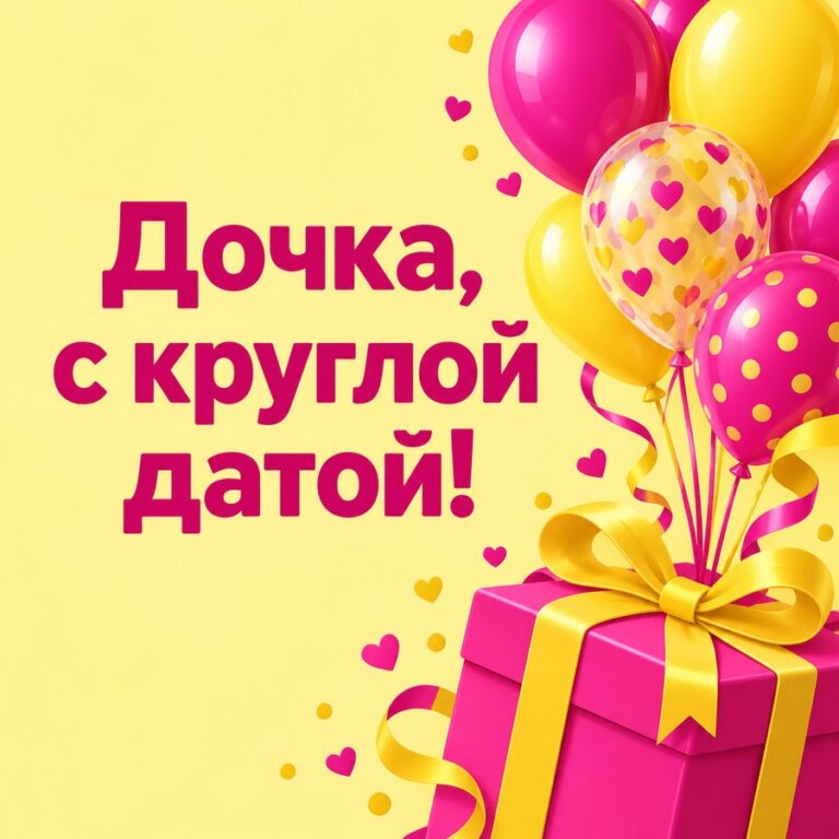 Дочка, с круглой датой! - открытка с поздравлением взрослой дочери
