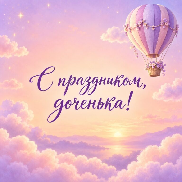С праздником, доченька! - открытка с поздравлением взрослой дочери