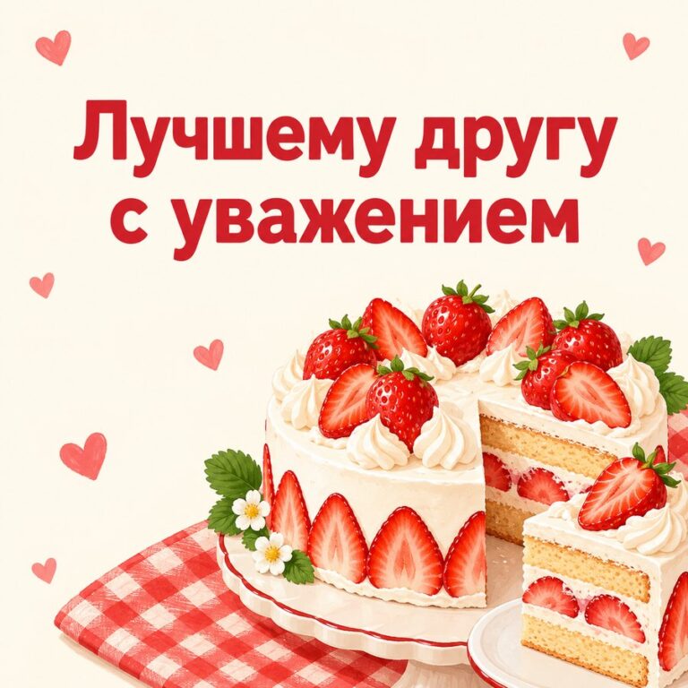 Лучшему другу с уважением - открытка с поздравлением другу
