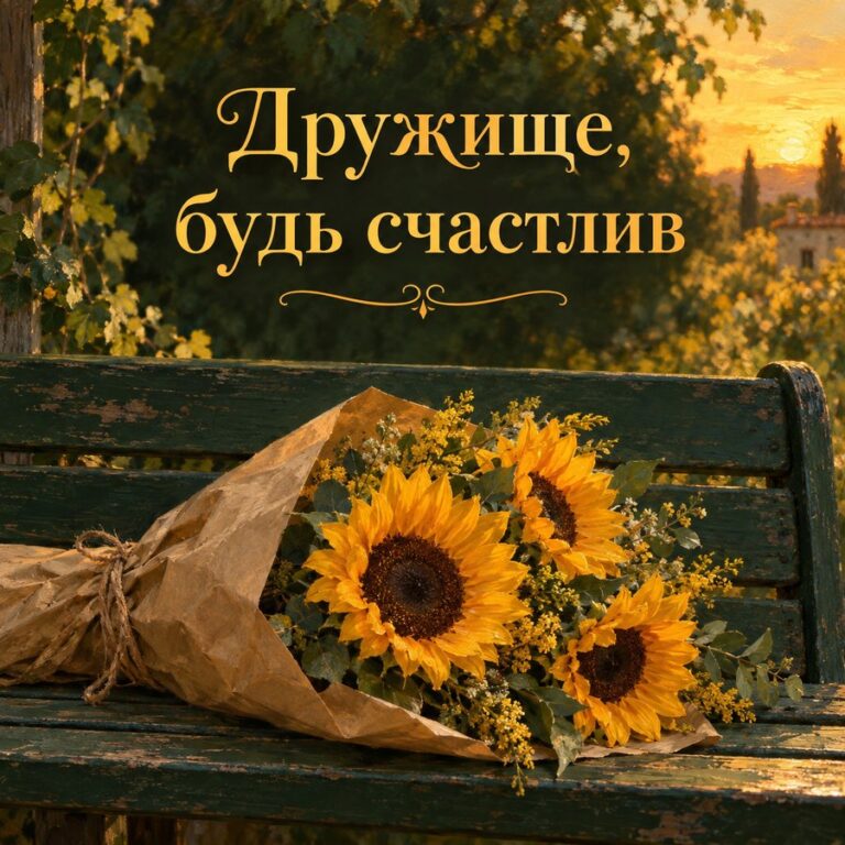 Дружище, будь счастлив - открытка с поздравлением другу