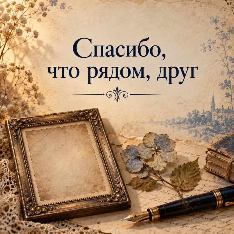 Спасибо, что рядом, друг - открытка с поздравлением другу
