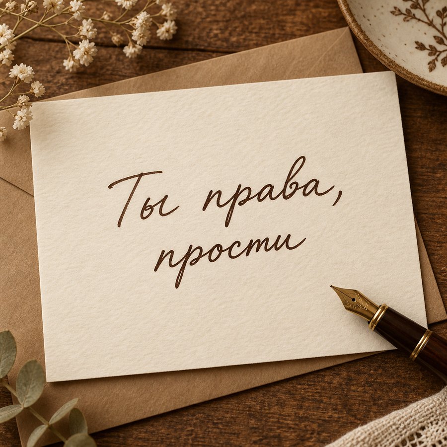 Ты права, прости - открытка с поздравлением с извинением