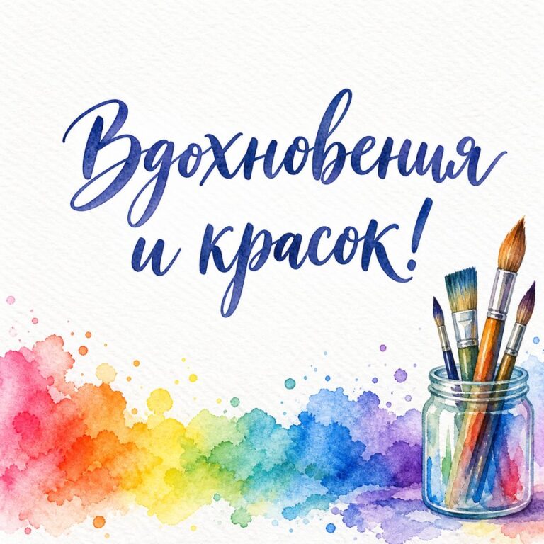 Вдохновения и красок! - открытка с поздравлением с Днём художника