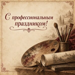 С профессиональным праздником! - открытка с поздравлением с Днём художника