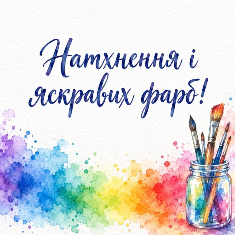 Натхнення і яскравих фарб! - листівка з привітанням з Днем художника