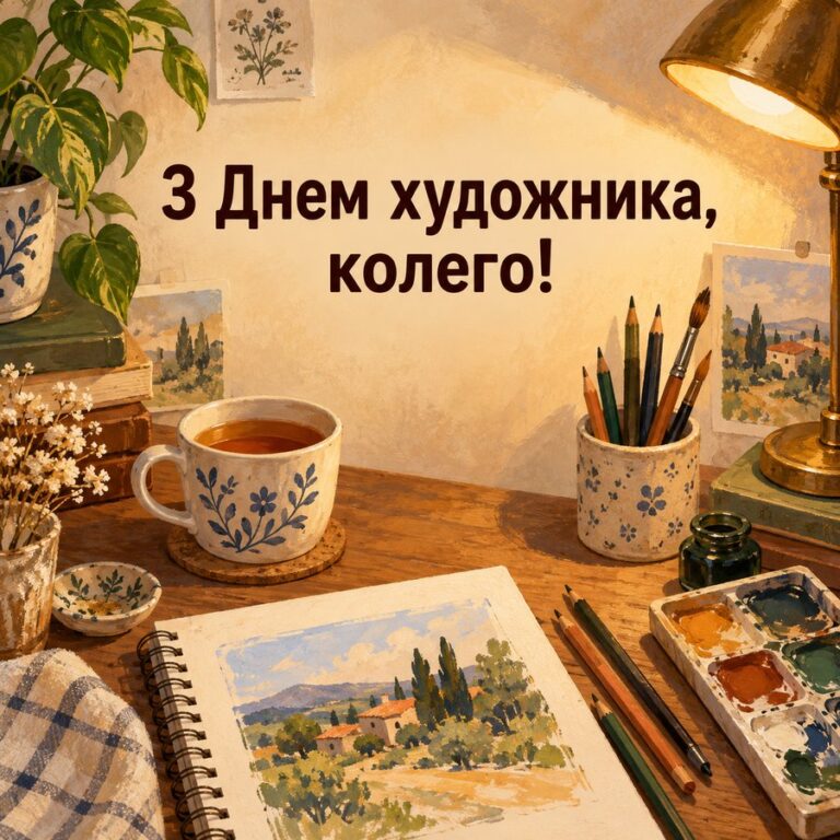 З Днем художника, колего! - листівка з привітанням з Днем художника