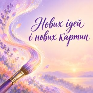 Нових ідей і нових картин - листівка з привітанням з Днем художника