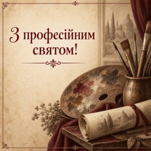 З професійним святом! - листівка з привітанням з Днем художника