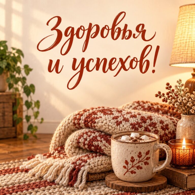 Здоровья и успехов! - открытка с поздравлением коллеге