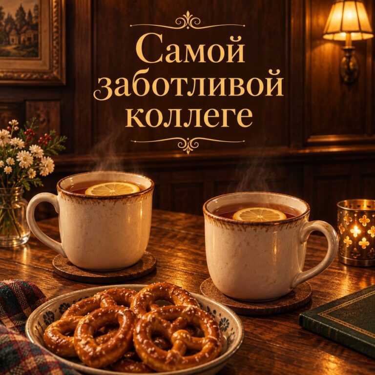 Самой заботливой коллеге - открытка с поздравлением коллеге