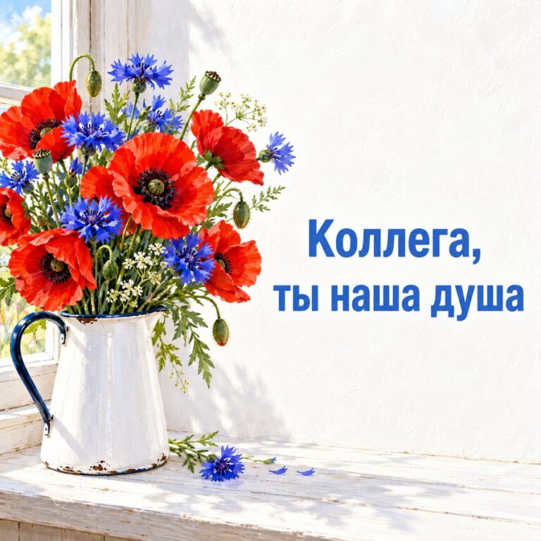 Коллега, ты наша душа - открытка с поздравлением коллеге