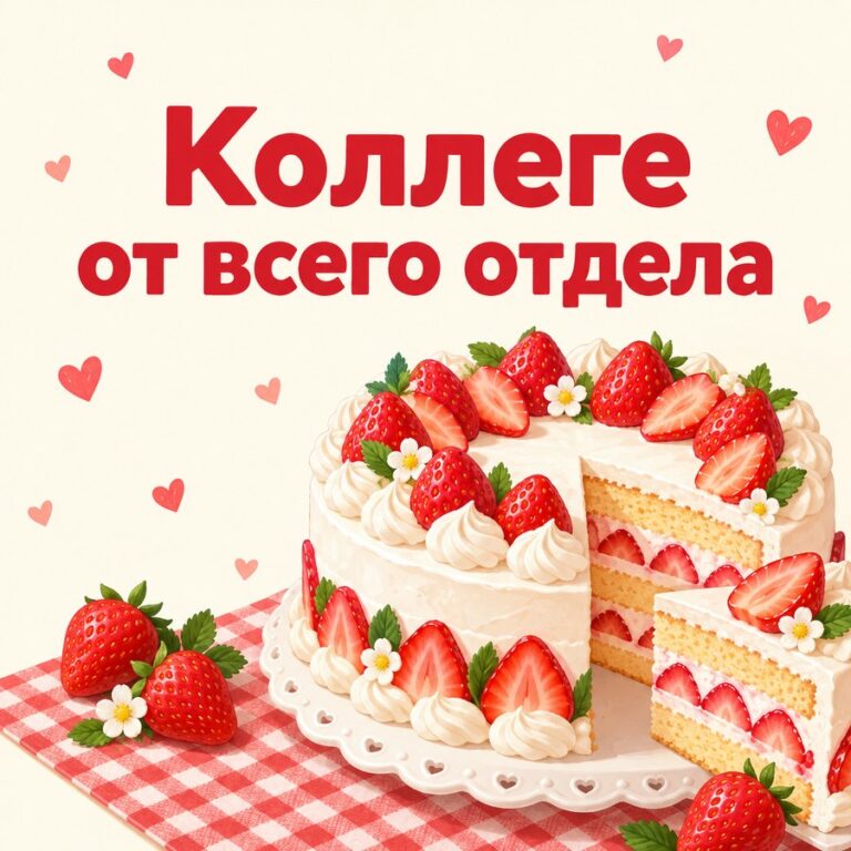 Коллеге от всего отдела - открытка с поздравлением коллеге