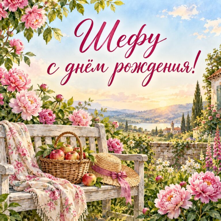 Шефу с днём рождения! - открытка с поздравлением коллеге