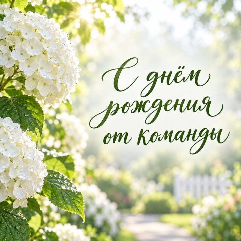 С днём рождения от команды - открытка с поздравлением коллеге