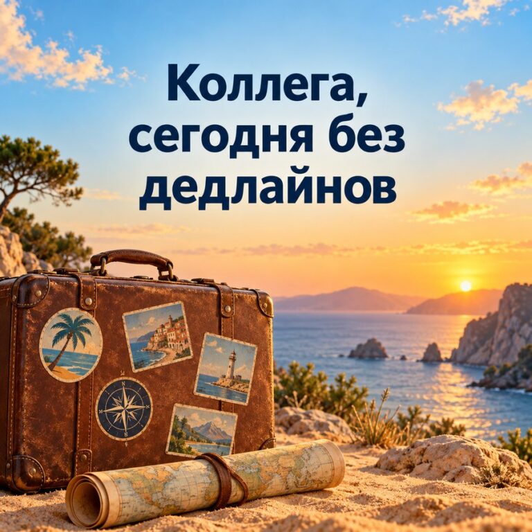 Коллега, сегодня без дедлайнов - открытка с поздравлением коллеге