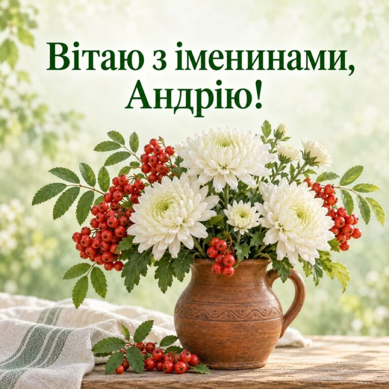 Вітаю з іменинами, Андрію! - листівка з привітанням з Днем ангела Андрія