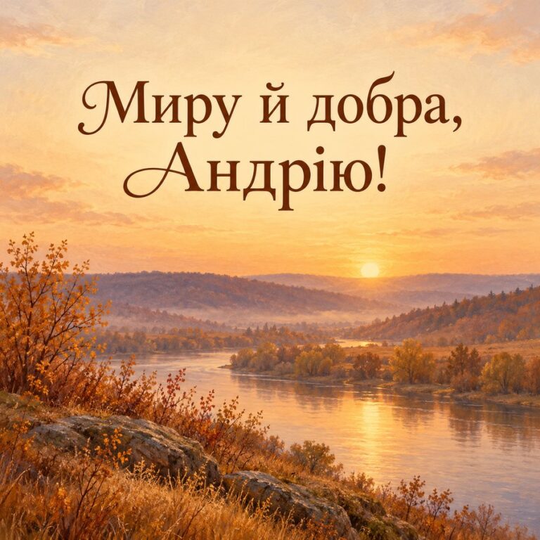 Миру й добра, Андрію! - листівка з привітанням з Днем ангела Андрія